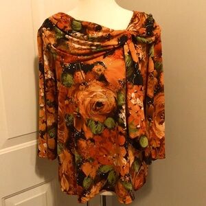 Final Price- BRITTANY BLACK WOMEN Sparkling Floral Top